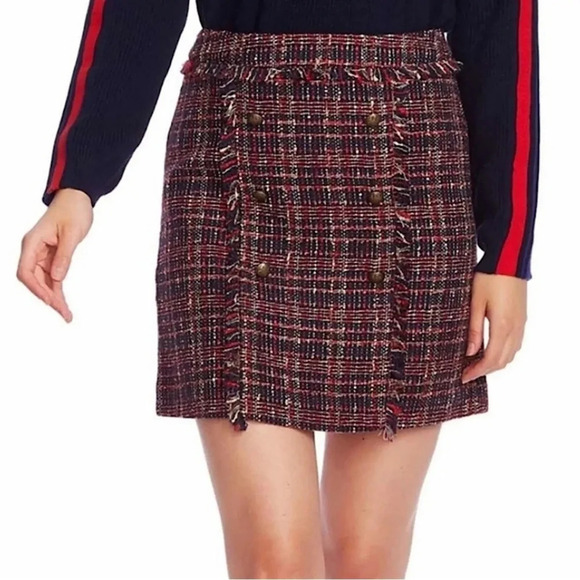 NWT Court & Rowe Tweed Belle Noel Plaid Mini Skirt in Red/Blue Size S - Picture 1 of 12